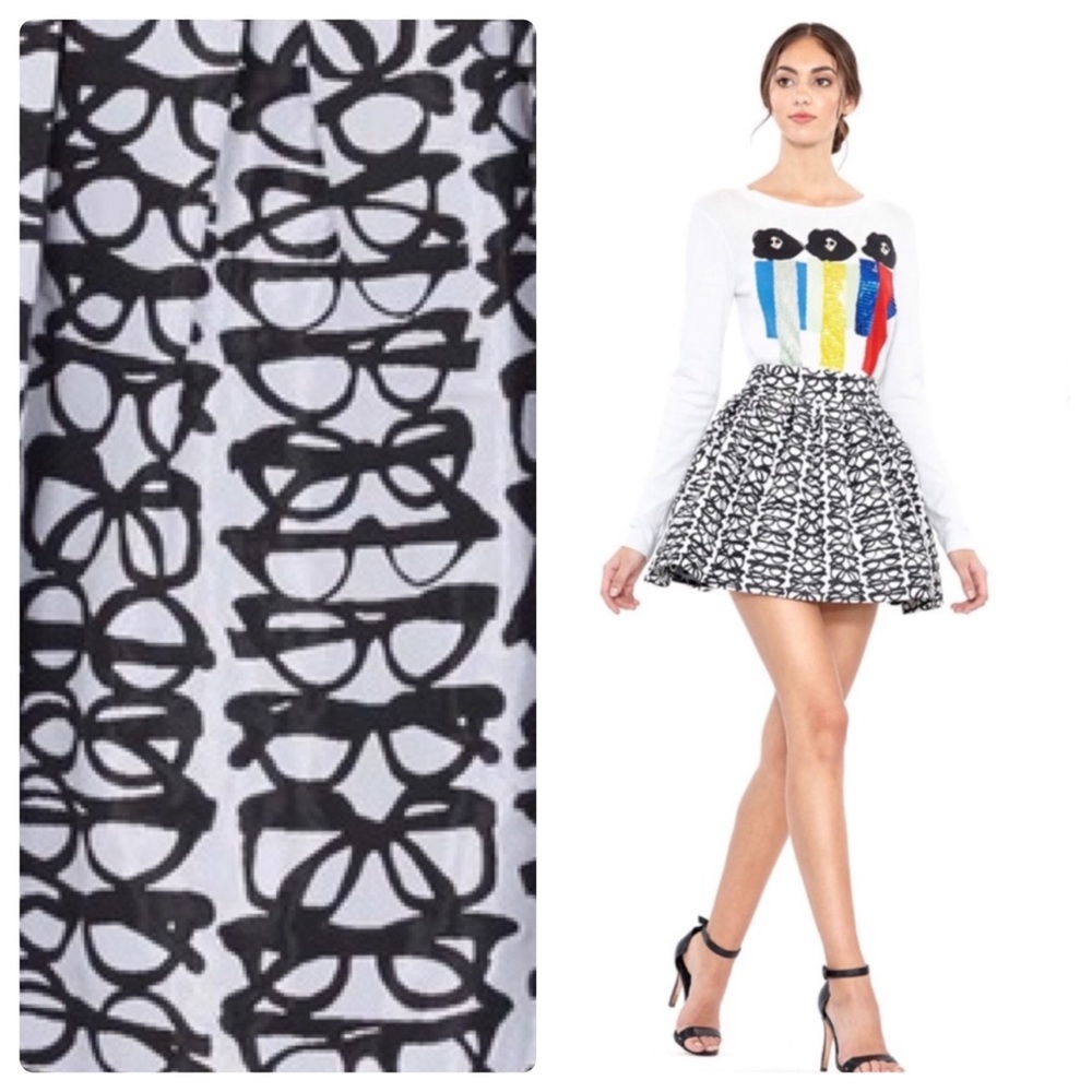 Alice + Olivia Black and White Mini Skirt